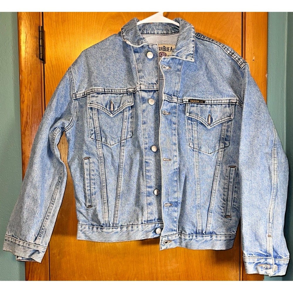 Carrera Blue Age Vintage Mens Denim Trucker Jacket Light Wash Est. Size Small